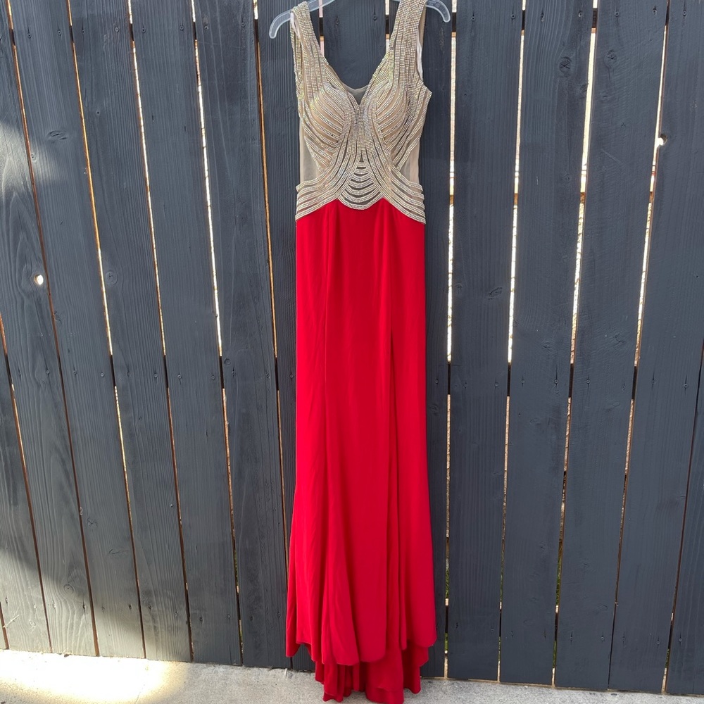 Red and Gold Evening Dress